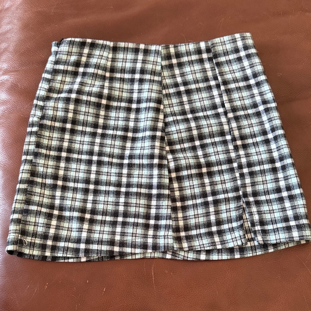 Art Class Black, Light Blue and White Plaid Mini Skirt